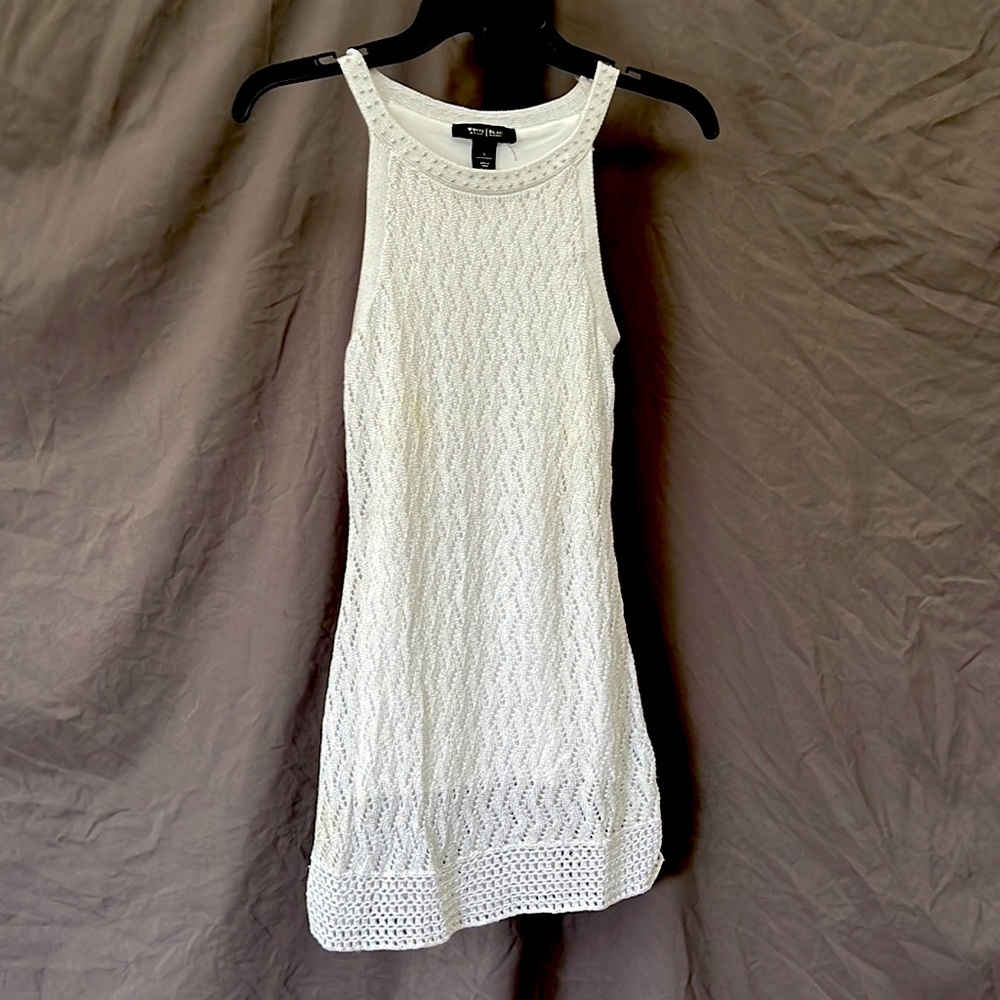 WHBM crochet white and silver tank top